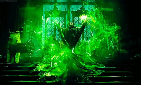 https://24.media.tumblr.com/355a3d4487d69b47f2e0c3472866cb06/tumblr_n6d4stU61O1rbijdfo2_500.gif Maleficent 2014, Dimmu Borgir, Disney Maleficent, Green Magic, Magic Aesthetic, Green Power, Young Justice, Fantasy Aesthetic, Maleficent