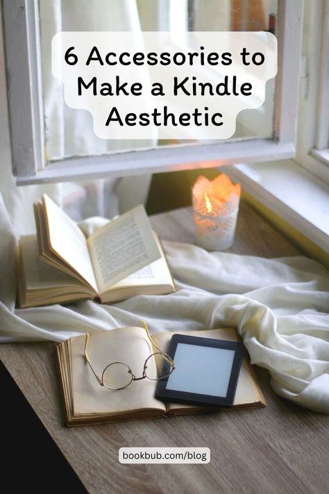 The best bookish accessories for Kindle lovers. Cozy Kindle Aesthetic, Kindle Accessories Aesthetic, Kindle Fire Aesthetic, Kindle Customization, Kindle Setup, Decorate Kindle, Kindle Hacks, Reading Kindle Aesthetic, Kindle Decoration