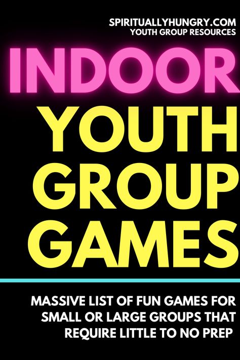 Youth Group New Years Lesson, Large Group Activities For Kids, Youth Group Theme Nights, Youth Lock In Ideas Church, Outdoor Youth Group Games, Church Lock In Ideas Youth, Indoor Youth Group Games, Youth Night Ideas Church, Christian Youth Group Ideas