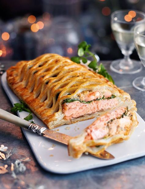 Scottish Lochmuir™ Salmon & Prawn en Croute Scottish Dinner, Scotland Party, Scottish Kitchen, Salmon Wellington, Scottish Dishes, Scottish Salmon, Cruise Food, Uk Recipes, Scottish Recipes