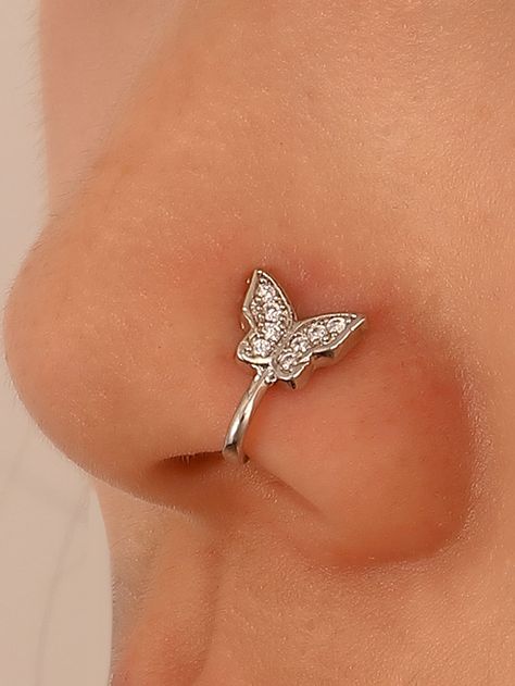 Rhinestone Butterfly Nose Cuff Butterfly Nose Piercing, Minimalist Style Men, Clip On Nose Ring, Piercing Clip, Crystal Locket, Faux Nose Ring, Fake Nose Ring, Nose Cuff, Fake Nose Rings