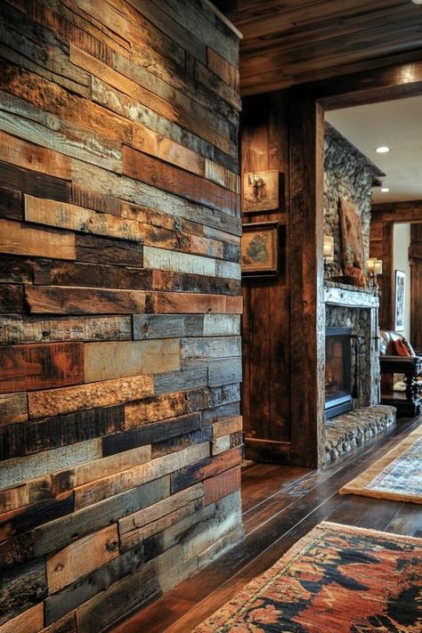 Add warmth and texture to your home with rustic wooden wall panels. Perfect for creating an accent wall or adding a touch of nature to any room. 🌲🛠✨ #RusticWood #WallPanels #HomeDecor #WarmInteriors Rustic Painted Walls, Rough Sawn Wood Wall, Living Room Wall Wood Panel, Interior Wood Walls, Rustic Feature Wall, Burnt Wood Wall, Utah Landscaping, Rustic Wainscoting, Barnwood Accent Wall