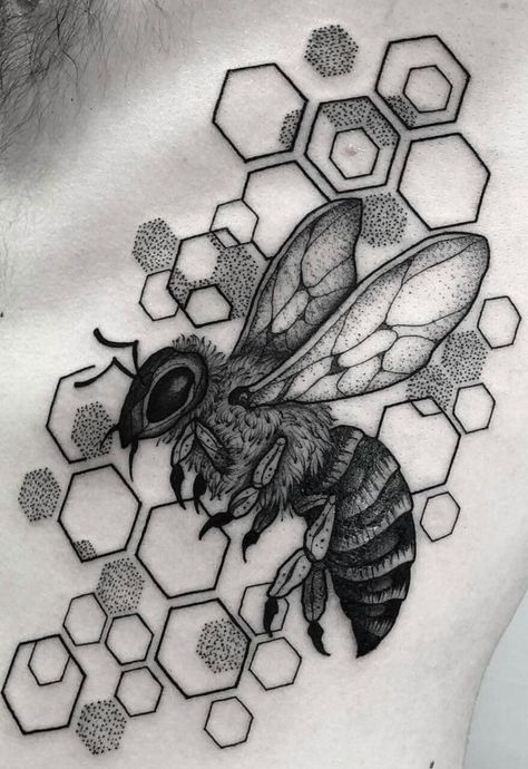 Honey Bee Tattoo, Rooster Tattoo, Surreal Tattoo, Tiger Tattoo Design, Neck Tattoos Women, Botanical Tattoo, Tattoo Style Drawings, Bee Tattoo, Collar Bone Tattoo