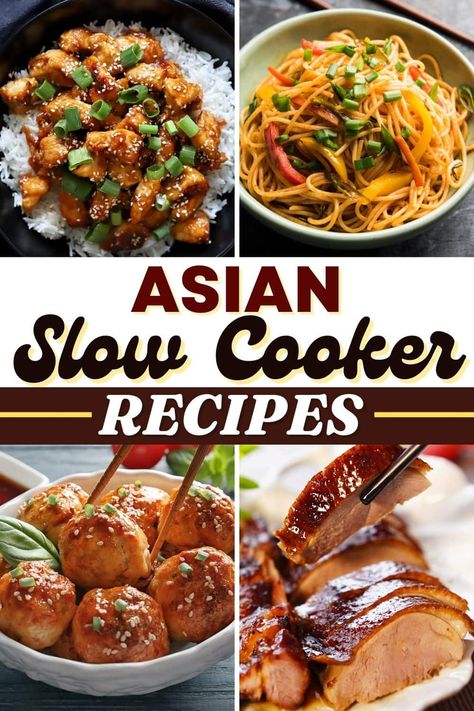 Skip ordering takeout and make these Asian slow cooker recipes instead! From lo mein to teriyaki chicken to beef and broccoli, it's so easy to make your favorite dishes at home. Asian Slow Cooker, Asian Slow Cooker Recipes, Crockpot Asian Recipes, Slow Cooker Asian, Chinese Cooking Recipes, Beef And Broccoli, Lo Mein, Slow Cooker Dinner, Healthy Slow Cooker