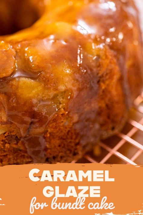 Caramel glaze for bundt cake Bundt Glaze, Glaze For Bundt Cake, Caramel Glaze Recipe, Apple Pastries, Bundt Cake Glaze, Pillsbury Crescent Roll Recipes, Easy Homemade Cornbread, Cake Glaze, Lemon Cake Mix Recipe