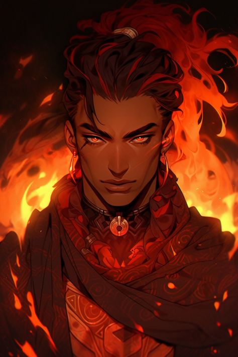 Fire Male Character, Male Character Red Hair, Dnd Fire Genasi Male, Blonde Male Art, Fire Character Art, Fire Character Design Male, Fire Oc Male, Fire Elemental Male, Red Hair Male Character Art