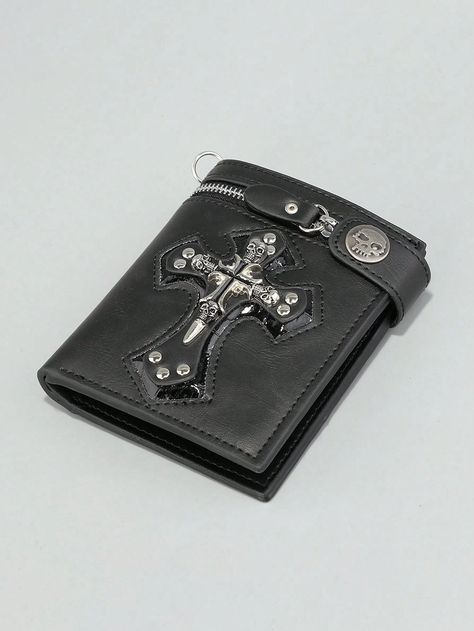 Bird in Bag - Retro Style Wallet with Skull and Cross Design Punk Jewelry Men, Cool Wallets For Men, Goth Wallet, Cool Wallets, Male Wallet, Cute Card Holder, Punk Style Men, Wallet With Chain, Wallets For Men