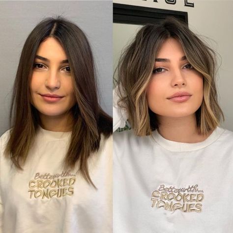 Sunkissed Blonde, Brunette Bob, Before After, Square Face Shape, Shoulder Length Hair, Length Hair, Balayage Hair, Shoulder Length, Fine Hair