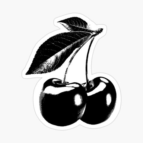 Black And White Graphics Design, Cherries Black And White, Black Cherries Tattoo, Stickers Ideas Black And White, Tee Print Design Graphics, Colorful Stickers Aesthetic, Black And White Tshirt Designs, Stickers To Print Black And White, Black And White Stickers Printable