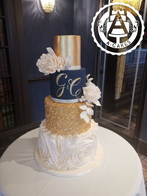 Royal Blue And Gold Cake Weddings, Blue White And Gold Wedding Cake, Gold And Navy Wedding Cake, Gold And Blue Wedding Cake, Navy Blue White And Gold Wedding Cake, Navy Gold Wedding Cake, Navy Blue And Champagne Wedding Cake, Navy Blue And Gold Wedding Cake, Navy And Gold Wedding Cake