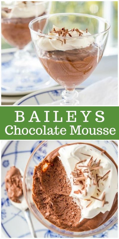 Baileys Chocolate Mousse Recipe, Baileys Chocolate Mousse, Valentines Recipes Desserts, Baileys Recipes, Mousse Chocolate, Impressive Desserts, Chocolate Mousse Recipe, Mousse Dessert, Low Carb Cheesecake