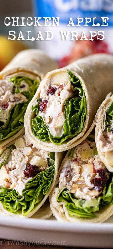 These quick and easy Chicken Apple Salad Wraps are filled with shredded chicken, diced apples and crunchy pecans in a creamy, simple dressing. Essen, Quick And Easy Chicken Salad, Chicken Apple Salad, Shredded Chicken Sandwiches, Chicken Salad Dressing, Chicken Bacon Ranch Wrap, Slow Cooker Shredded Chicken, Chicken Apple, Chicken Salad Wrap