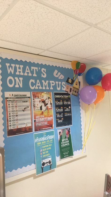 Student Involvement Bulletin Board, Department Bulletin Board Ideas, Upcoming Events Bulletin Board Ideas, Informative Bulletin Boards, Stuco Bulletin Board Ideas, Disney Bulletin Boards College, Ra Community Bulletin Board, Information Bulletin Board Ideas Office, Info Bulletin Board Ideas