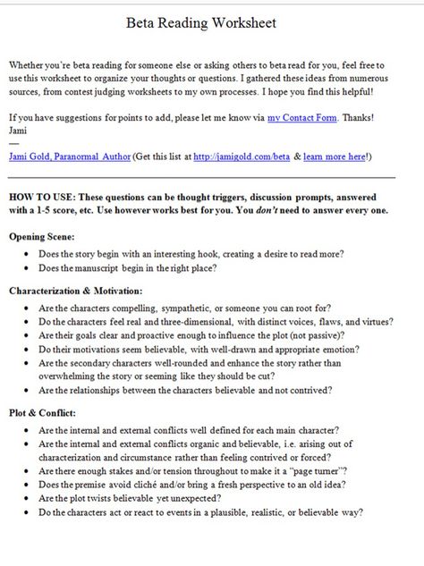 Pte Reading Fill In The Blanks Tips, Questions To Ask Beta Readers, Beta Reader Questions, Questions For Beta Readers, Beta Reader Worksheet, Novel Editing Checklist, Beta Reader, Fiction Reading Response, Editing Writing