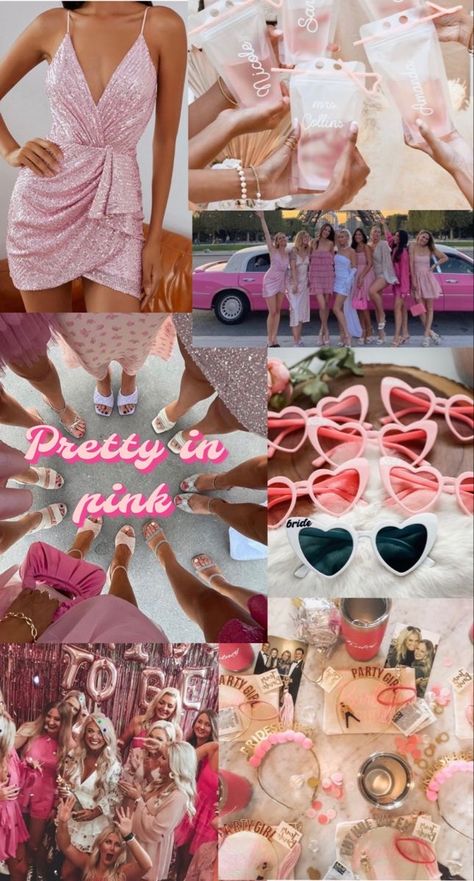 #bachelorette #bachelorettepartyideas #bachelorettepartythemes #wedding #weddingday #girlstrip #party #theme #bride #bridetobe #bridesmaids Themes For Hens Party, Pink Glam Bachelorette Party, Bachlorette Outfit Ideas Pink, Classy Pink Bachelorette Party, Barbie Bachelorette Aesthetic, Pink Batch Party, Bachelorette Party Outfit Charleston, Batchloret Party Ideas Pink, Pink Bridal Shower Theme Ideas