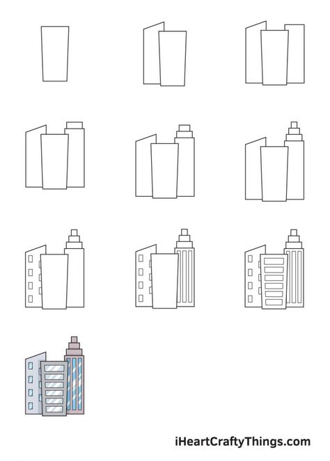 Buildings Drawing — How To Draw Buildings Step By Step 3d Drawings Building, Easy Buildings To Draw, How To Draw A Building Step By Step, How To Draw A Building, How To Draw Buildings Step By Step, Easy Building Drawings, Building Drawing Architecture Sketches, Building Drawing Simple, Building Drawing Easy