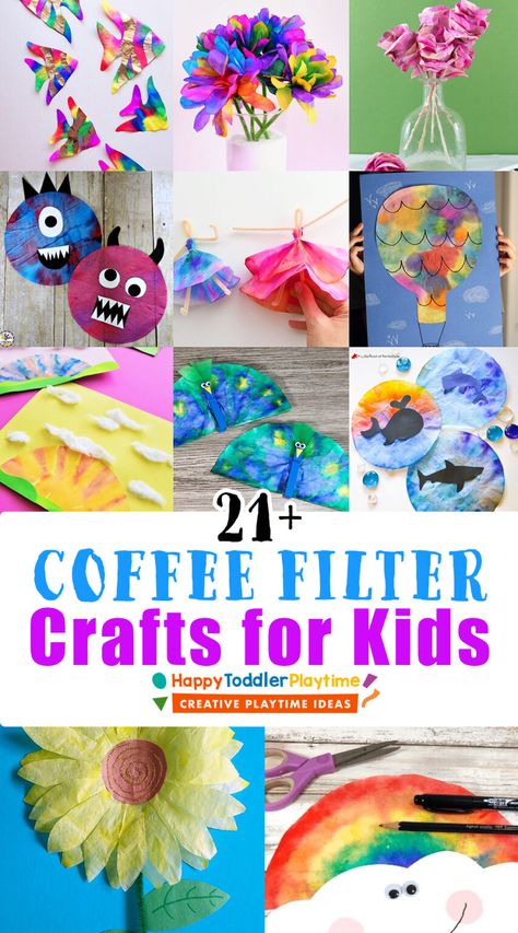 Craft With Coffee Filters, Coffee Filter Crafts For Kids, Coffee Filter Art Projects, Coffee Filter Projects, Coffee Filter Art, Fall Crafts For Toddlers, Fireworks Craft, Indoor Crafts, Coffee Filter Crafts