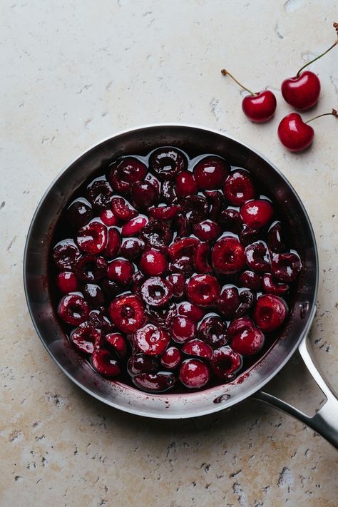 Cherry Compote Recipe, Raspberry Bread Pudding, Balsamic Cherries, Raspberry Bread, Cherry Compote, Compote Recipe, Brunch Inspiration, Cherry Desserts, Balsamic Reduction