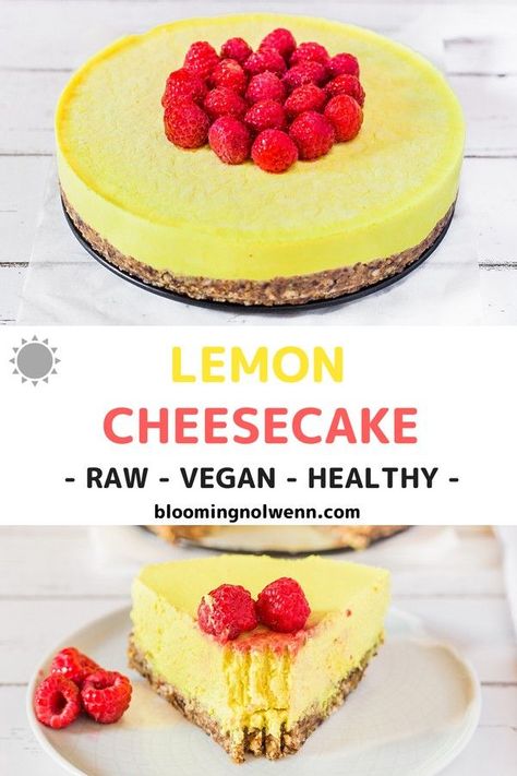 Vegetarian Deserts, Vegan Cheesecake Recipes, Vegan Lemon Cheesecake, Cheesecake Lemon, Dessert Cheesecake, Lemon Cheesecake Recipes, Cheesecake Vegan, Vegan Cheesecake Recipe, Raw Vegan Desserts