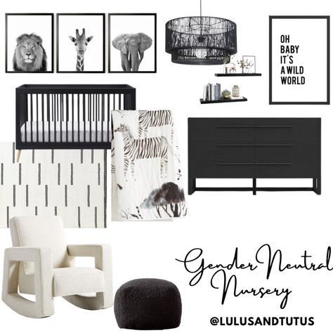 Monochrome Zoo Nursery, Safari Nursery Black And White, Black Safari Nursery, Black And White Animal Nursery, Black And White Safari Nursery, Modern Jungle Nursery, Nursery With Black Crib, Black Crib Nursery Ideas, Modern Nursery Boy