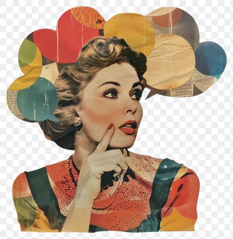 Vintage Collage Elements, Collage Elements Png, Collage Art Design Ideas, Png Aesthetic Vintage, Bubble Collage, Drama Portfolio, Speech Bubble Png, Cutout Poster, Vintage Portraits Photography