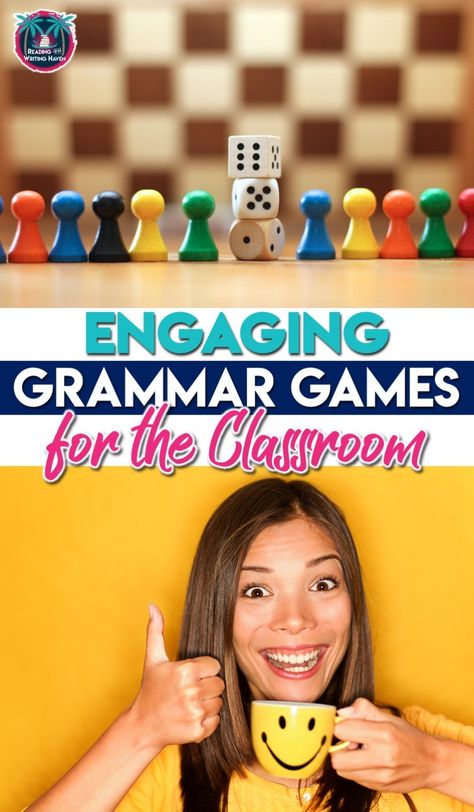 Grammar Games for the Classroom - Reading and Writing Haven Classroom Games High School, Game Schooling, Grammar Review Games, Games For The Classroom, High School Ela Classroom, Ela Games, Middle School Grammar, English Ideas, Grammar Games