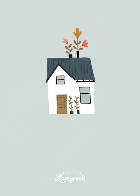 House With Plants, Cool Designs To Draw, Cottage Illustration, How To Sketch, Arte Doodle, Building Illustration, 강아지 그림, House Illustration, House Drawing