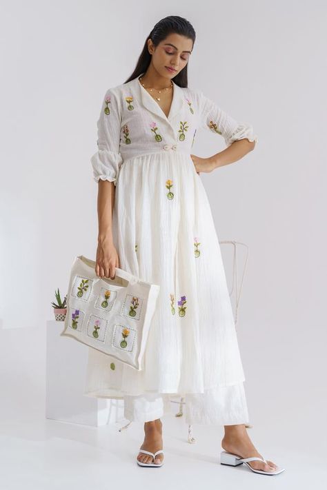 Buy Red Anarkali: Georgette; Inner And Trousers: Cotton Silk; Printed Set For Women by Surbhi Gupta Online at Aza Fashions. White Anarkali, Cotton Anarkali, Celebrity Closet, Kurti Designs Latest, Style Guru, Indian Fashion Designers, Kurta Designs, Indian Designer Wear, Kurti Designs