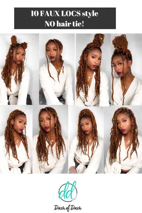 Ways To Style Fox Locs, How To Put Faux Locs In A Bun, How To Style My Twist Braids, Faux Locs Styling Ideas, How To Tie Box Braids, Faux Loc Styles Hairstyles, Ways To Tie Braids, Style Faux Locs Hairstyles, How To Tie Your Hair