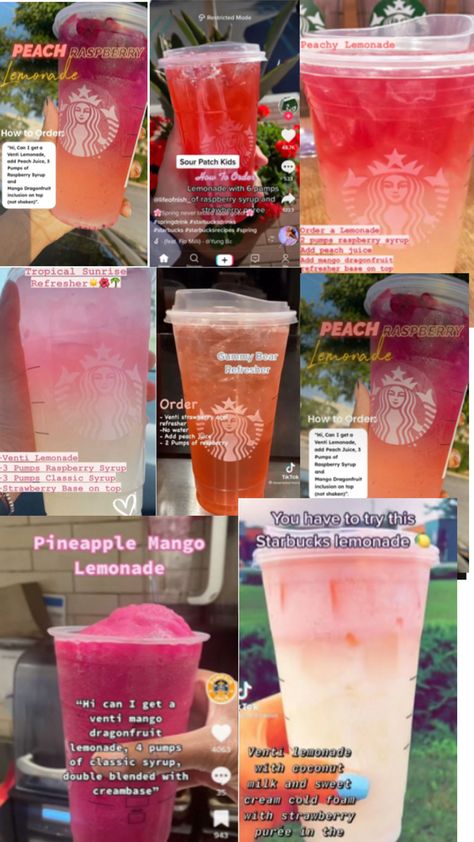 🌸Refreshing fruity drinks from Starbucks🌸 Dutch Bros Secret Menu, Drinks From Starbucks, Starbucks Drink Menu, Dutch Bros Drinks, Starbucks Secret Menu Recipes, How To Order Starbucks, Starbucks Refreshers, Starbucks Secret Menu, Starbucks Drinks Recipes