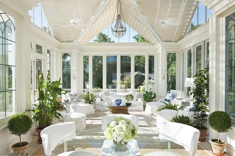 Wadia Associates, Hamptons Houses, Trillion Dollars, Houses Mansions, White Exterior Houses, Georgian Interiors, Tudor Revival, Sunroom Designs, Hill Interiors