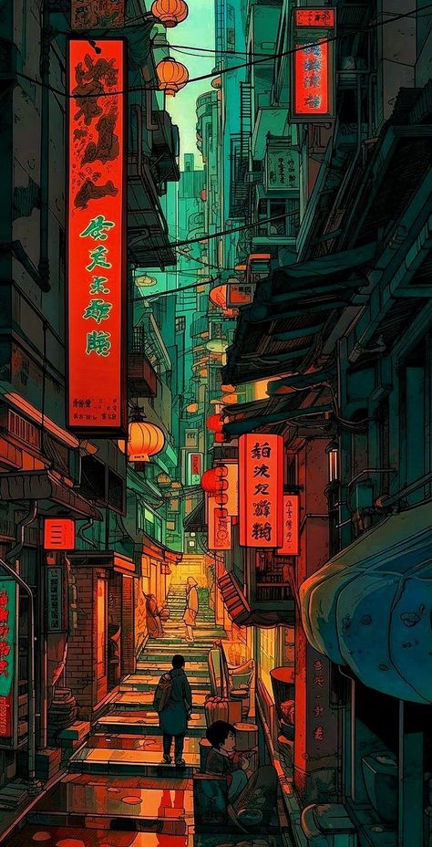 Japan Street, Cyberpunk City, Japon Illustration, Japan Aesthetic, Cool Wallpapers Art, Fantasy Art Landscapes, Cyberpunk Art, Art Generator, 판타지 아트