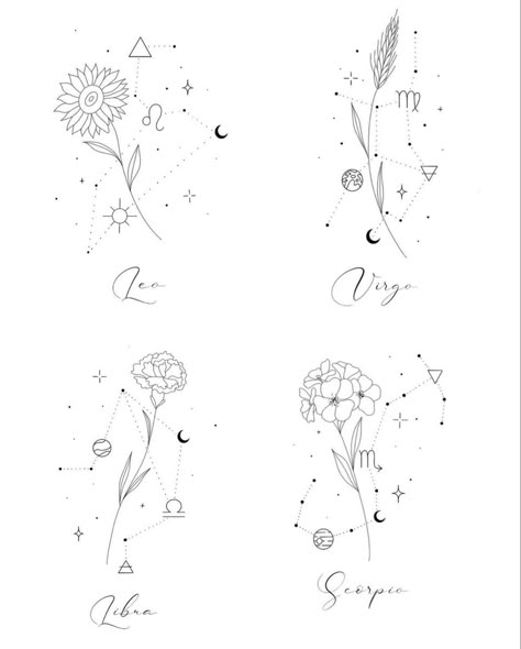 Scorpio Tattoo Elements, Astrology Tattoo Virgo, Lightsaber Tattoo, Scorpio Constellation Tattoos, Libra Constellation Tattoo, Feminine Shoulder Tattoos, Back Of Leg Tattoos, Leo Constellation Tattoo, Virgo Tattoo Designs