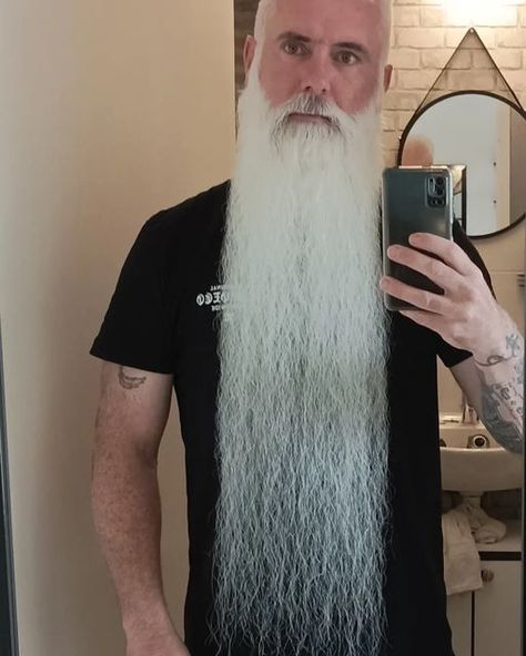 Long Hair And Mustache, Long Moustache, Big Beard Styles, Men With Long Hair And Mustache, Long Patchy Beard, Long Mustache Short Beard, Big Beards, Tattoo Clothing, White Beard