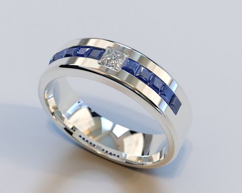 **Get 200$ off by subscribing to our newsletter https://shorturl.at/pSTY4 Man Sapphire Wedding Bands Collection: https://etsy.me/3tYttTa This men's wedding band is inspired by high class and mystery! The stunning diamond is displayed in all it's glory against this flawless white gold ring. The added side princess emeralds on this ring highlight the magnificent style on the surface of the ring and brings the look together.  This ring is truly one of our favorite designs, and we are proud to prese Sapphire Ring For Men, Sapphire Wedding Bands, Men’s Wedding Bands White Gold, Mens Sapphire Wedding Band, Mens Sapphire Ring, Mens White Gold Rings, Mens Wedding Bands Unique, Sapphire Wedding Band, Custom Wedding Band