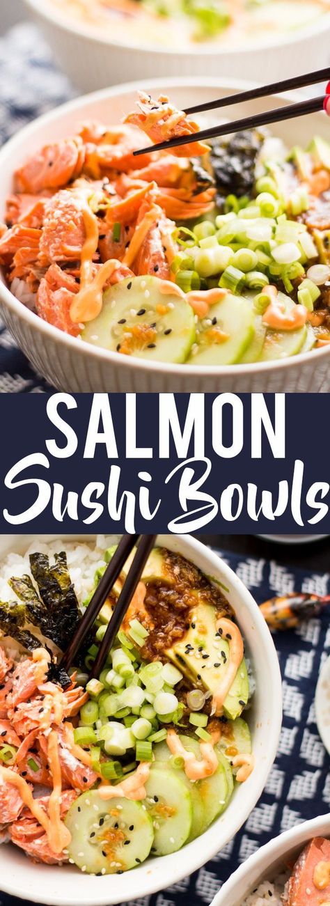 Recipes Sushi, Sushi Snacks, Sushi Bowl Recipe, Sushi Bowls, Japanese Diet, Salmon Roll, Japanese Desserts, Sushi Sushi, Sriracha Mayo