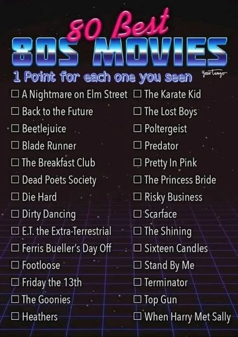 Iconic 80s Movies, Best Movies List, Movie Challenge, 1980s Movies, Movie Recs, Movie Lists, Movie To Watch List, Movie To Watch, A Nightmare On Elm Street