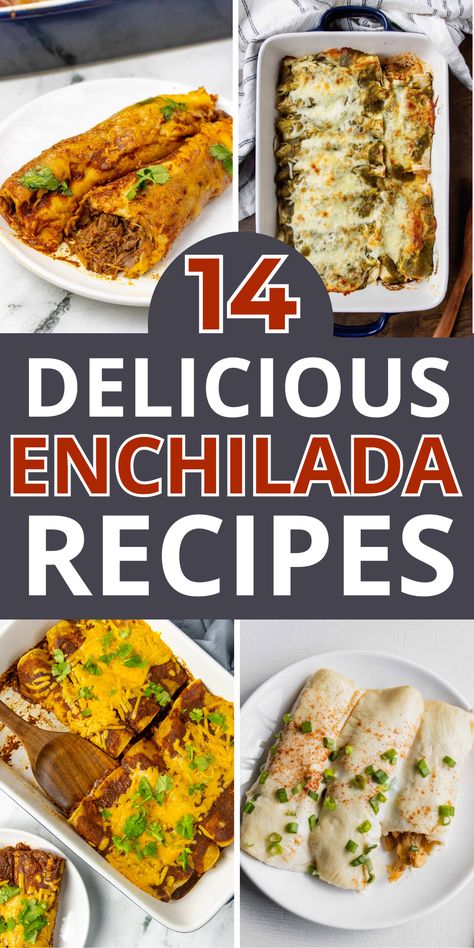 Want to spice up your boring weeknight dinner? Try one of these delicious enchilada recipes! Pair them with a side of queso and guacamole for a restaurant-quality Mexican meal! Queso Enchiladas Chicken, Italian Enchiladas, Cheese And Onion Enchilada Recipe, Authentic Enchilada Recipe, How To Warm Tortillas, Cheese Enchilada Recipe, Enchirito Recipe, Enchilada Dinner, Crockpot Chicken Enchilada Casserole