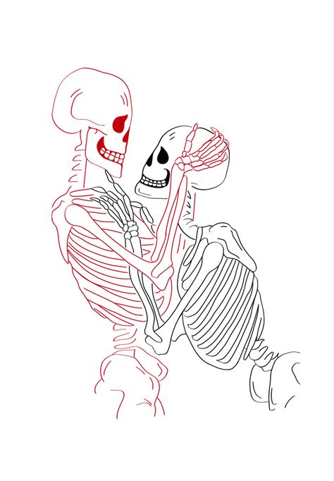 Couples Tattoos Skeleton, Skeletons Tattoo, Skeleton Art Love, Skeleton Love Tattoo Ideas, Skeleton Chest Tattoo, Skeleton In Love Tattoo, Skeleton Love Tattoo, Two Skeletons Kissing Tattoo, Tattoo Ideas Skeleton