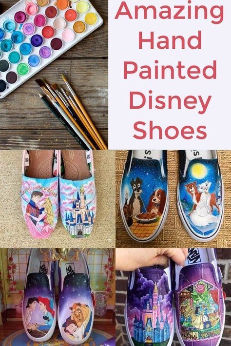 You NEED Hand Painted Disney Shoes For Your Next Trip – Lizzie In Adventureland Painted Shoes Disney, Painted Disney Shoes, Alice In Wonderland Shoes, Disney Painted Shoes, Carl And Ellie, Disney Sneakers, Shoes Disney, Painted Shoes Diy, Disney Toms