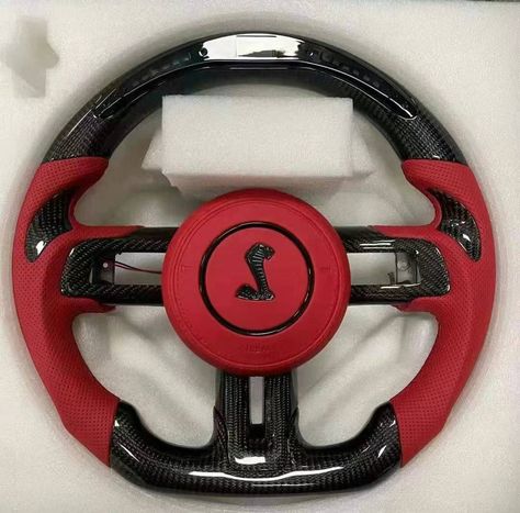 carbon fiber LED steering wheel for Mustang Spec: ✅Carbon fiber Top and Bottom ✅With Carbon fiber trim ✅Custom shape and color ✅Perforated leather sides #mustangsteeringwheel #carbonfiber #customsteeringwheel Mustang Car, For Mustang, Ford Mustang Car, Cars Muscle, Car Projects, Mustang Cars, Perforated Leather, Classic Cars Muscle, Ford Mustang