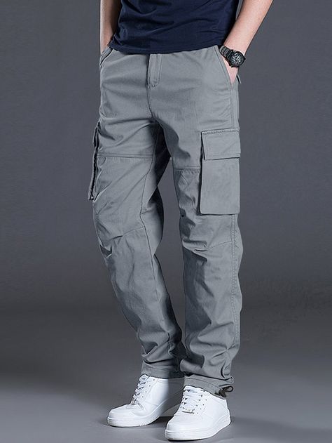 [PaidLink] Grey Street Collar Polyester Plain Cargo Pants Embellished Non-Stretch Spring/Summer/Fall Men Bottoms #cargopantsoutfitmen Grey Cargo Pants Outfit, Cargo Pants Outfit Men, Cargo Outfit, Fits Streetwear, Pants Outfit Men, Grey Cargo Pants, Cargo Pants Outfit, Men Stylish Dress, Men Pants