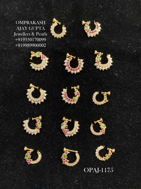 Gold Mukku Pudaka, Gold Nose Ring Designs Bridal, Mukkera Designs Gold, Mukku Pudaka Designs Gold, Nose Pin Indian, Papidi Billa, Cork Garland, Nose Ring Designs, Kalyan Jewellers