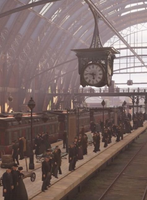 Victorian Train Station Aesthetic, Victorian Train Aesthetic, 19th Century Train Station, Ac Syndicate Aesthetic, Assassins Creed Syndicate Aesthetic, Victorian Era Buildings, Vintage Train Station Aesthetic, Old Train Station Aesthetic, Syndicate Aesthetic