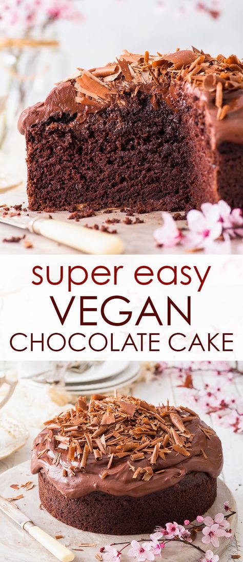 Veg Cake, Easy Vegan Chocolate Cake, Vegan Frosting Recipe, Egg Free Chocolate Cake, Vegan Dessert Recipe, Vegan Chocolate Ganache, Vegan Bakes, Vegan Chocolate Cake Recipe, Dairy Free Chocolate Cake