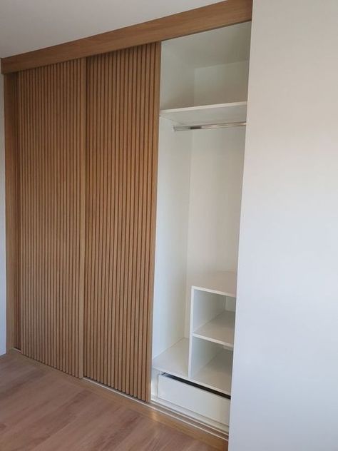 Paneled Closet Doors, Soundproof Wood Panels, Wood Sliding Closet Doors, Wood Closet Doors, Closet Door Makeover, Concrete Interiors, Wardrobe Door Designs, Sliding Wardrobe Doors, Wardrobe Design Bedroom