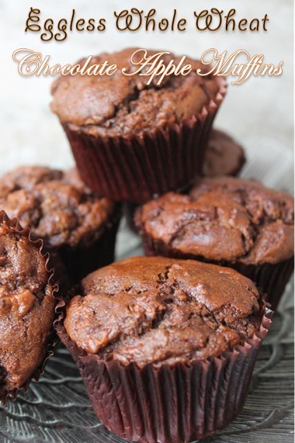 Eggless Whole Wheat Chocolate & Apple Muffins Recipe - Vegan Apple Chocolate Muffins Recipe - Yummy Tummy Vegan Apple Muffins Easy, Eggless Apple Muffins, Apple Vegan Muffins, Eggless Apple Cinnamon Cake, Vegan Oil Free Apple Muffins, Vegan Apple Muffins, Goodies Recipes, Apple Muffins Recipe, Chocolate Muffins Recipe