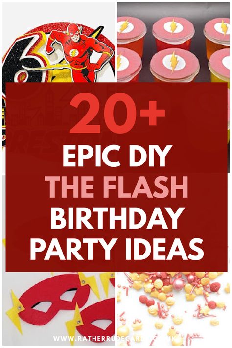 DC Comics The Flash superhero birthday party ideas Flash Party Favors, Flash Themed Birthday Party, The Flash Birthday Party Ideas, Flash Birthday Party Ideas, The Flash Birthday Party, Flash Birthday Party, Superhero Birthday Party Games, Bday Party Boy, Superhero Birthday Party Favors