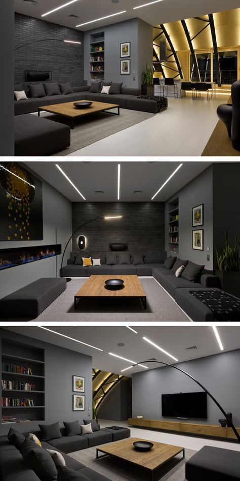 ArchObraz architectural studio have designed the interior of an apartment in… Modern Appartement, Best Living Room Design, Fancy Stuff, Design Salon, Home Theater Rooms, Home Theater Design, Home Theater Seating, Modern Apartment, Design Case