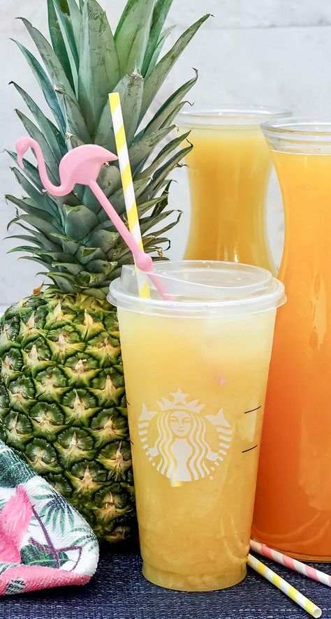 Starbucks Refresher Copycat, Pineapple Refresher Recipe, Pineapple Summer Drinks, Pineapple Juice Drinks, Starbucks Recipes Pineapple, Refreshing Summer Drinks Starbucks, Starbucks Spicy Refresher, Copycat Starbucks Refreshers Recipes, Pineapple Refresher